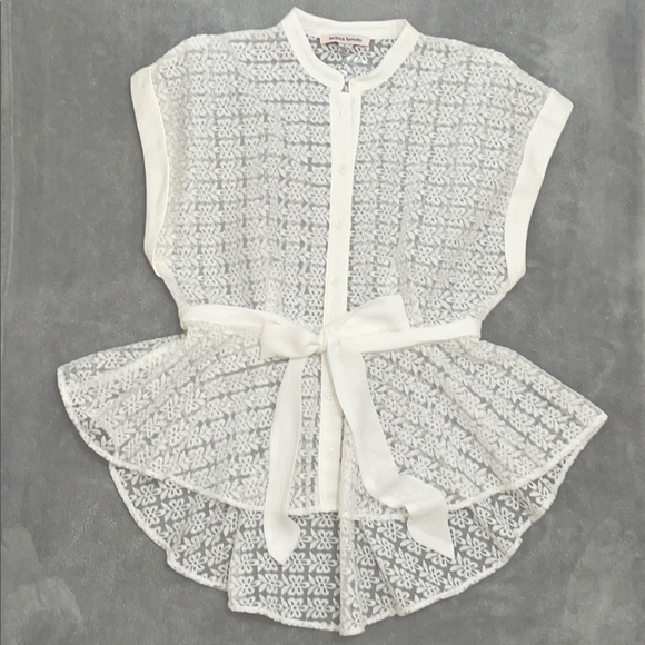 NWOT Asymmetric Sheer White Blouse - Picture 2 of 6